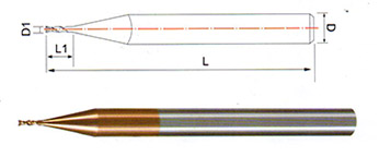 整体硬质合金微小径2刃铣刀