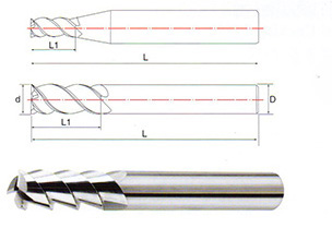 整体硬质合金三铝用立铣刀