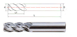 整体硬质合金四刃不等螺旋直柄立铣刀