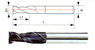 整体硬质合金2刃铣刀