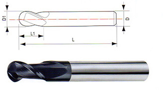 整体硬质合金2刃球头铣刀