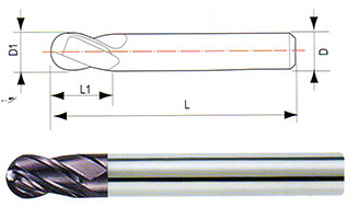 整体硬质合金3、4刃球头铣刀