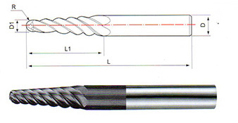 整体硬质合金锥度球头铣刀